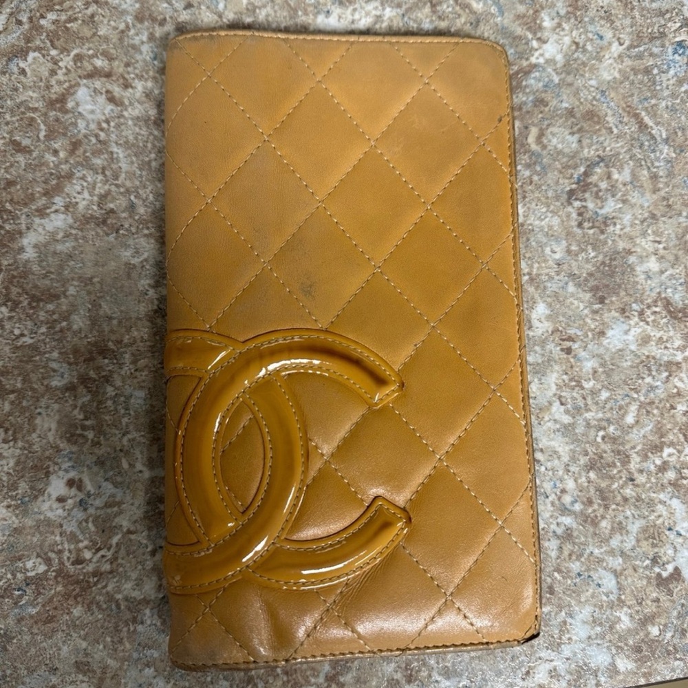 CHANEL Quilted Leather Wallet in mustard